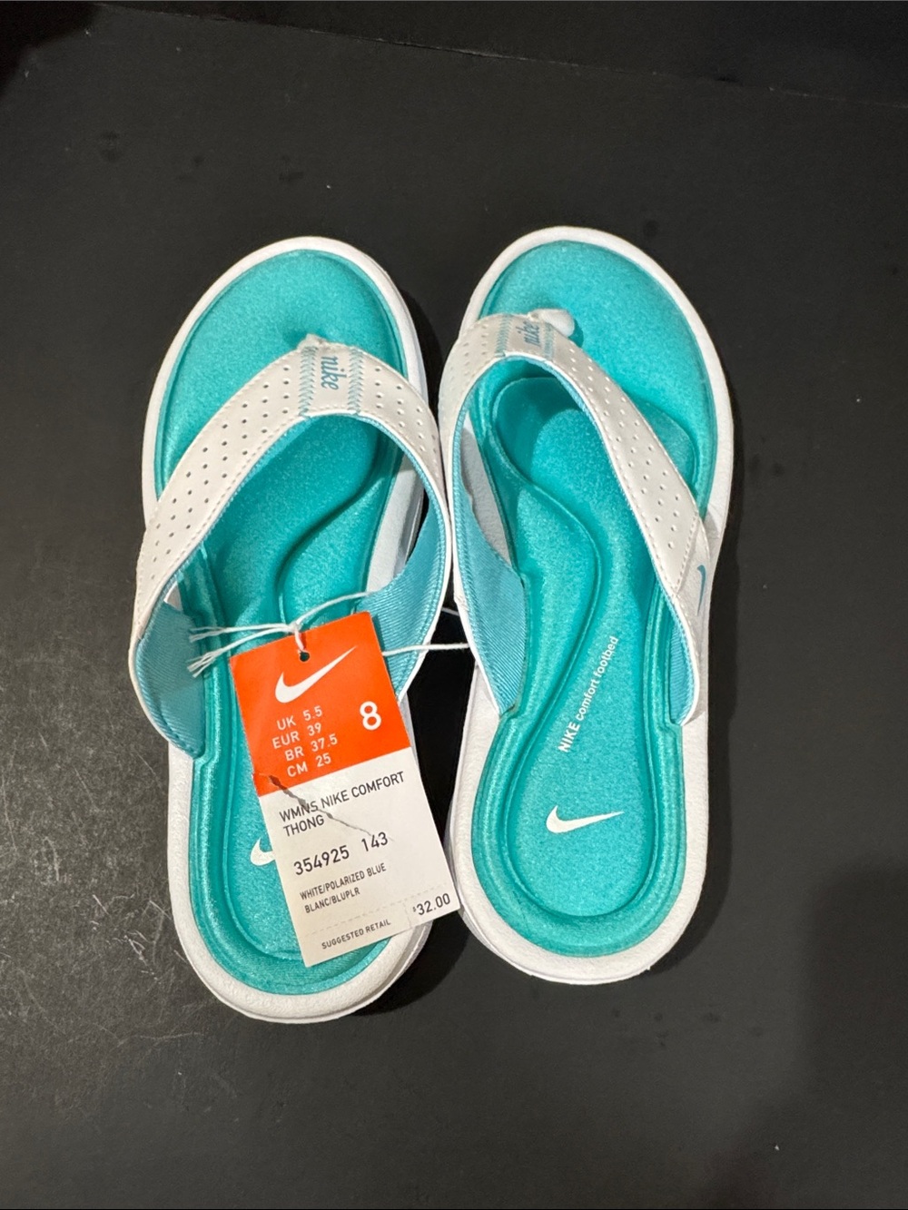Nike Women’s Cushioned Thong Sandals — Teal/White
